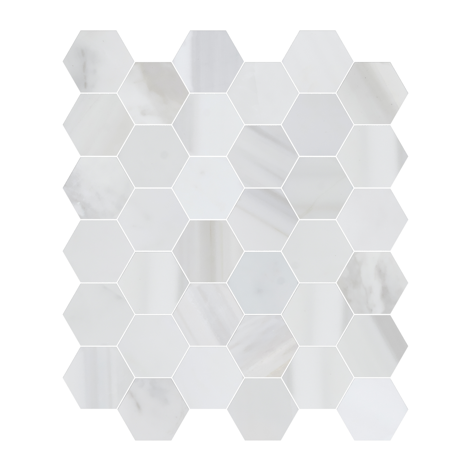 Calacatta Mix Hexagon Marble Mosaic - Honed