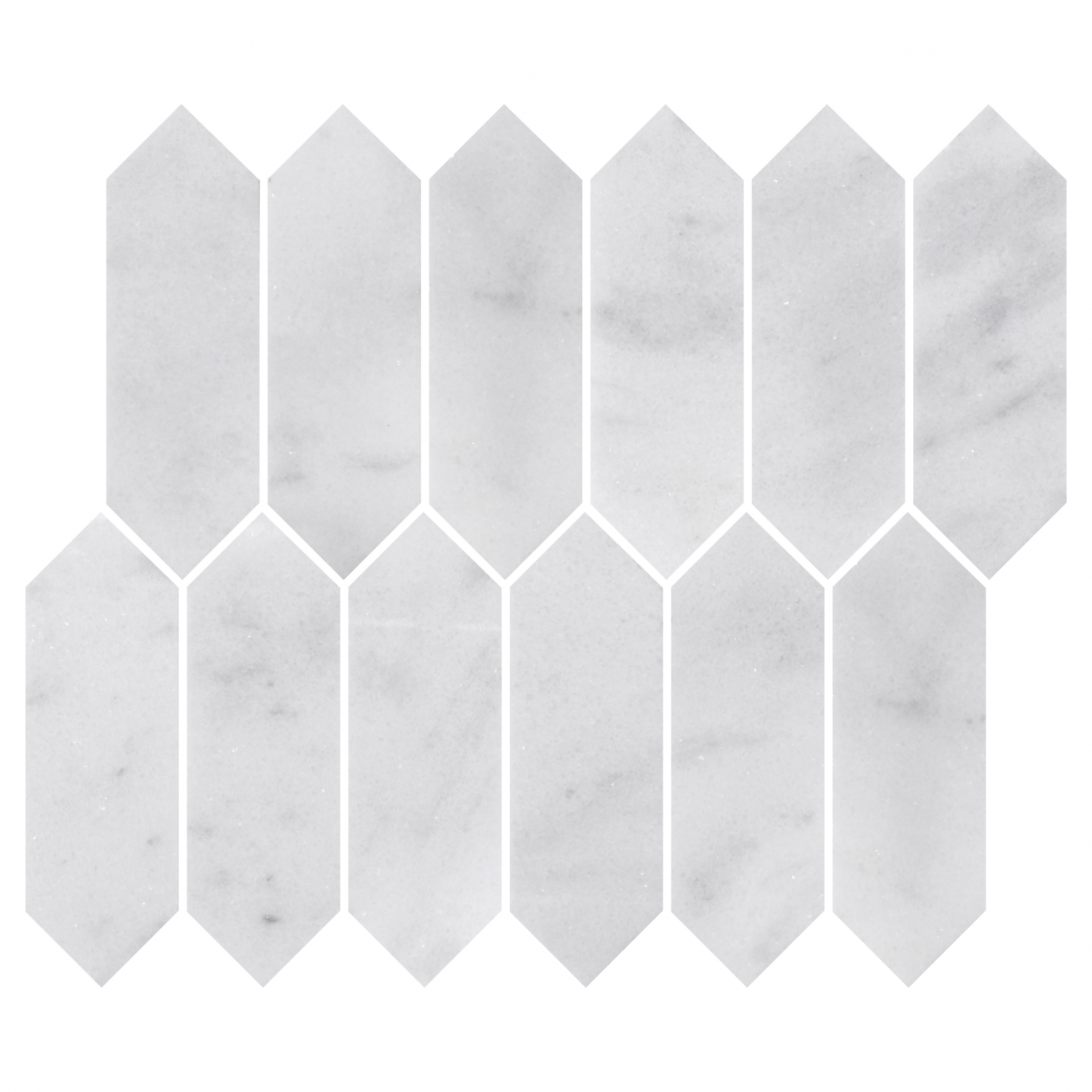 Carrara White Marble Picket Mosaic - Honed