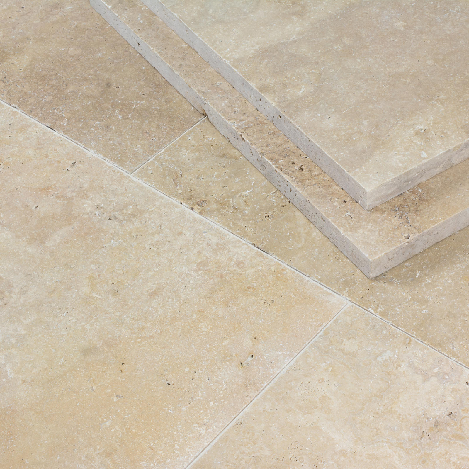Ivory Travertine Paving - Tumbled - Unfilled