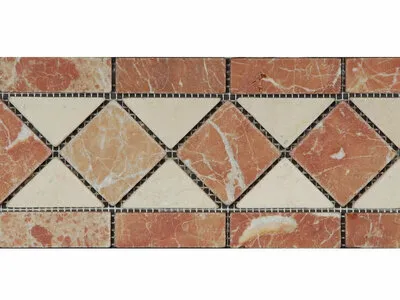 Beige - Red Marble Tumbled Border