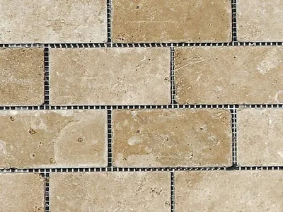 Noce Brick Travertine Mosaic - Tumbled